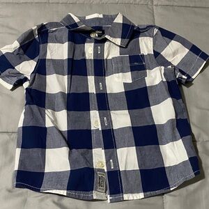 OshKosh B'gosh Navy and White Plaid Button Down Shirt